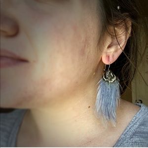 Blue Feather Earrings